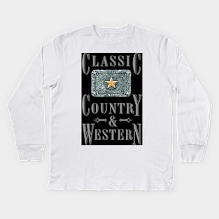 Lone Star - Classic Country and Western Belt Buckles Kids Long Sleeve T-Shirt